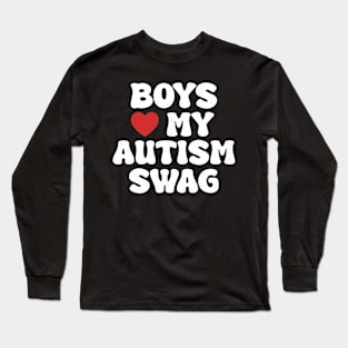 Boys Heart My Autism Swag Funny Boys Love My Autism Swag Long Sleeve T-Shirt